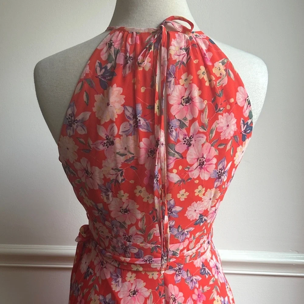 Eliza J Halter Neckline Floral Dress in Red and Pink Floral Size 8 NWT - Picture 8 of 12